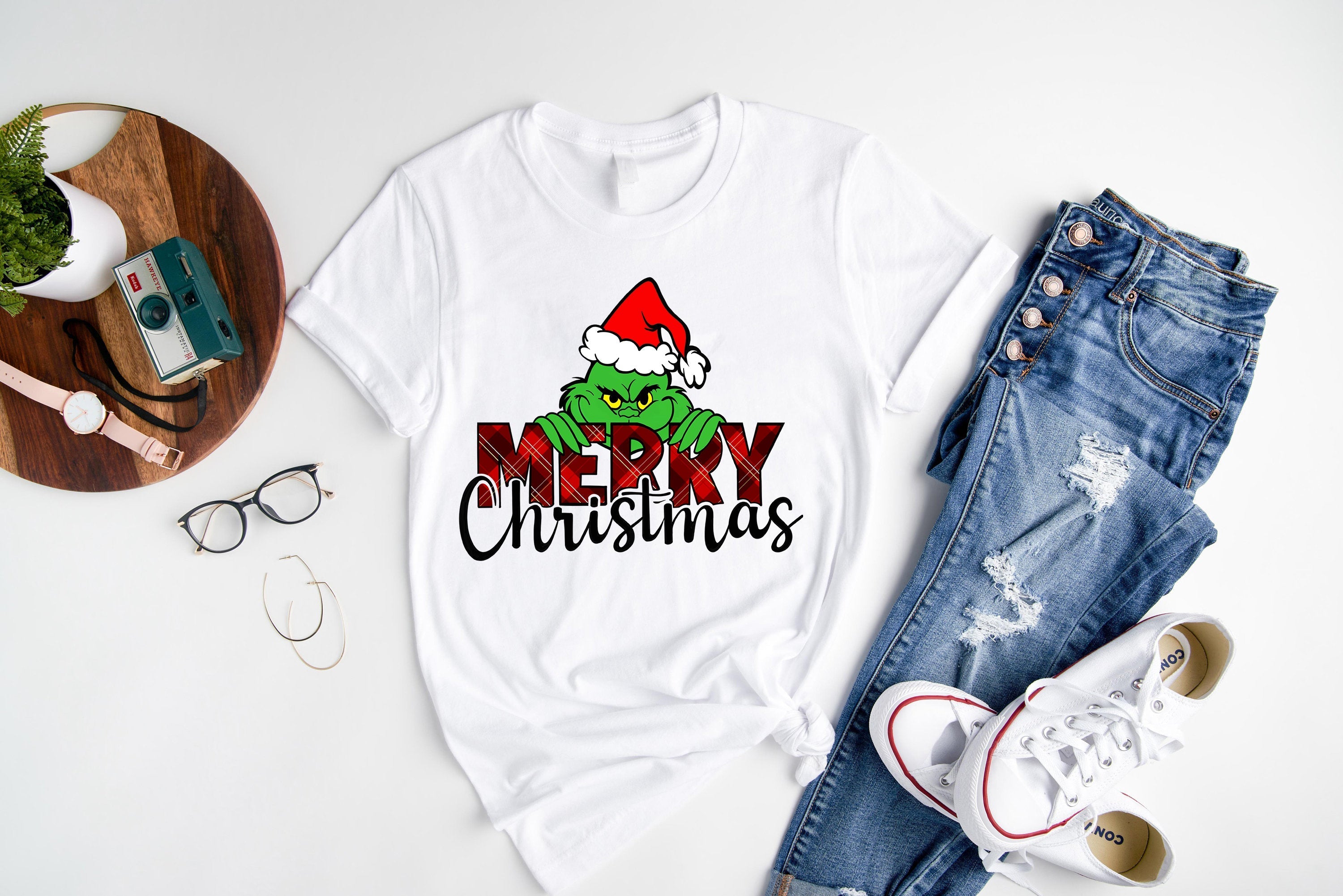 'Merry Chirstmas' Letter Pattern Family Christmas Matching Pajamas Tops Cute White Short Sleeve T-shirts With Dog Bandana