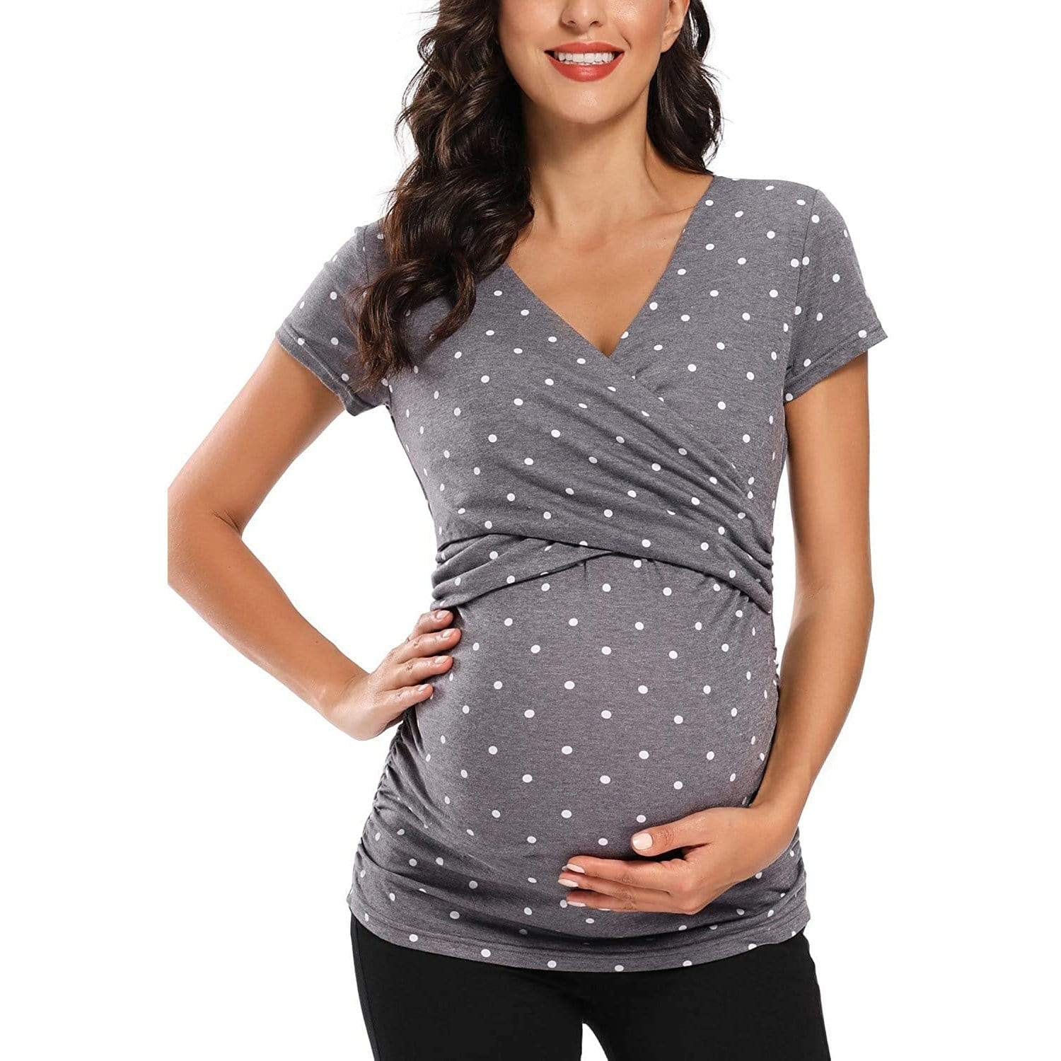 Wave point pregnant women sexy short sleeves