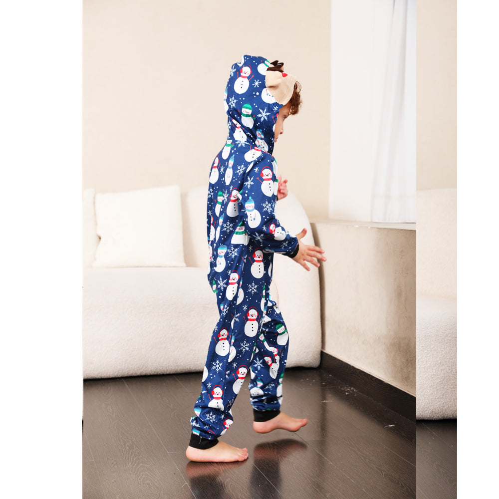 Christmas Snowman Print Long-sleeve Onesies Pajamas Sets