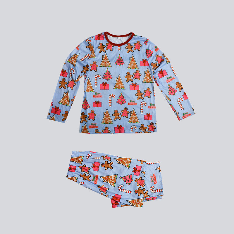 Christmas Pattern Gingerbread Print Pajamas Set