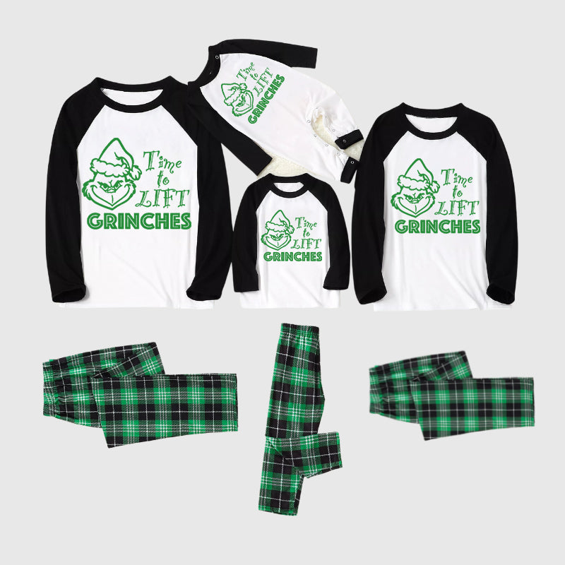 Christmas Letter Contrast Top and Plaid Pants Family Matching Pajamas Sets