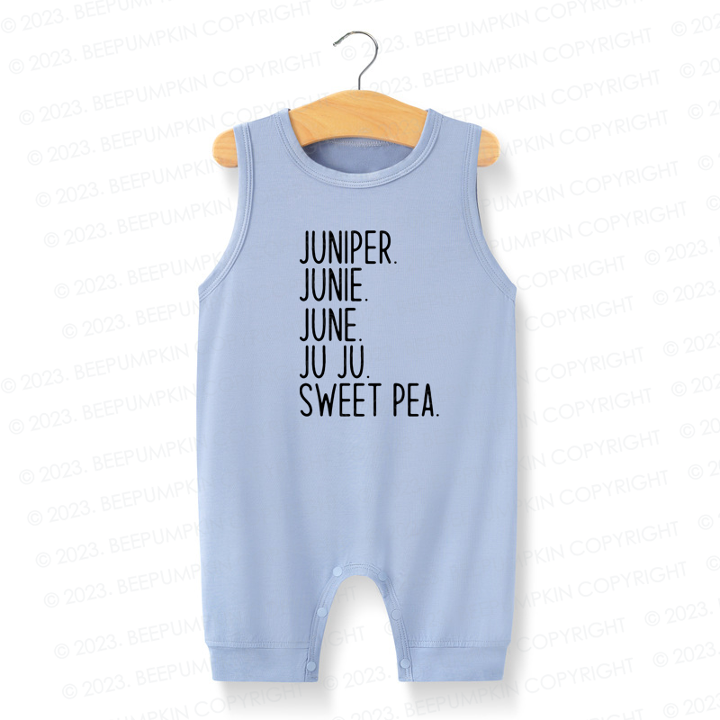 NEW! Sleeveless Nickname Personalized Silky Baby Romper For Boys And Girls