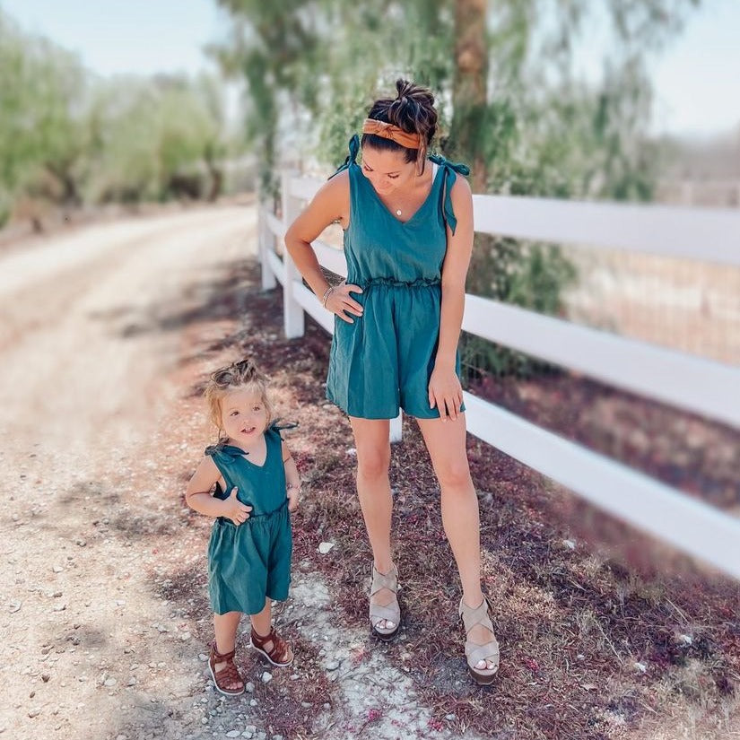 Sleeveless Mom and Daughter Rompers