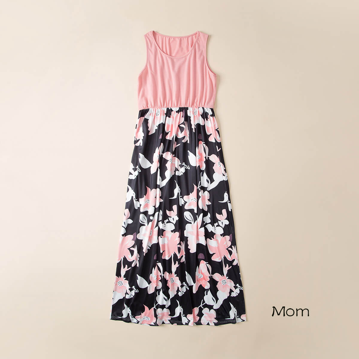 Sleeveless Floral Long Dress  for Mom and Me Q2261