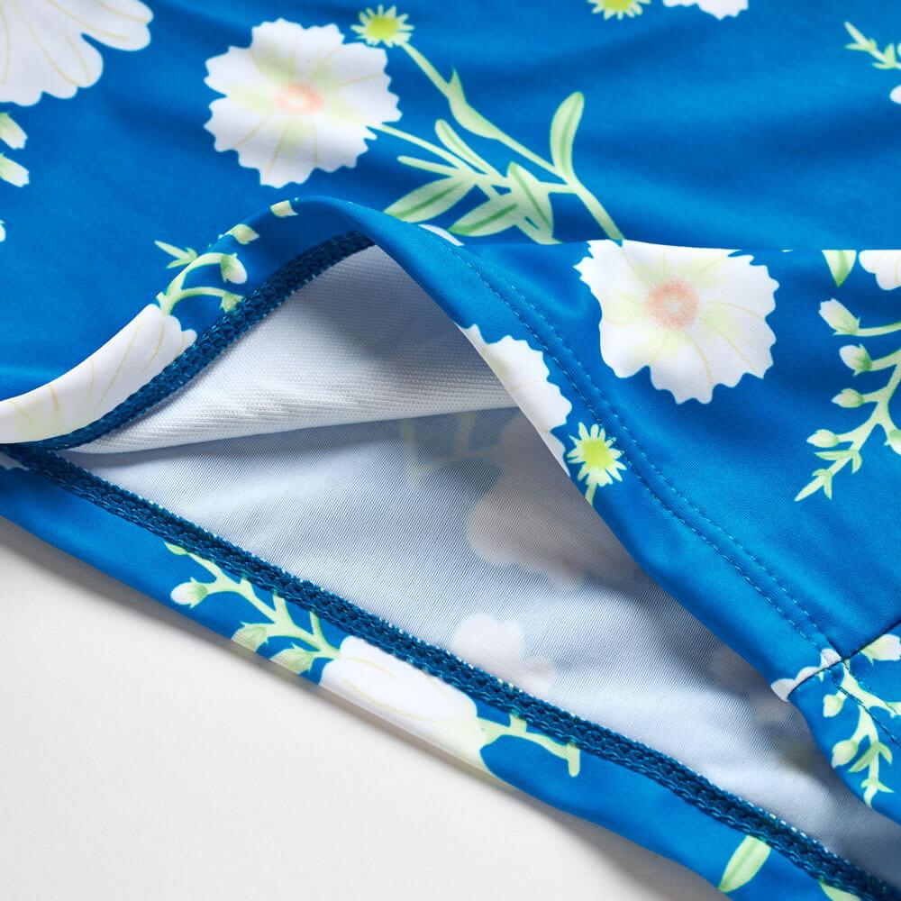 Printed parent-child split swimsuit blue