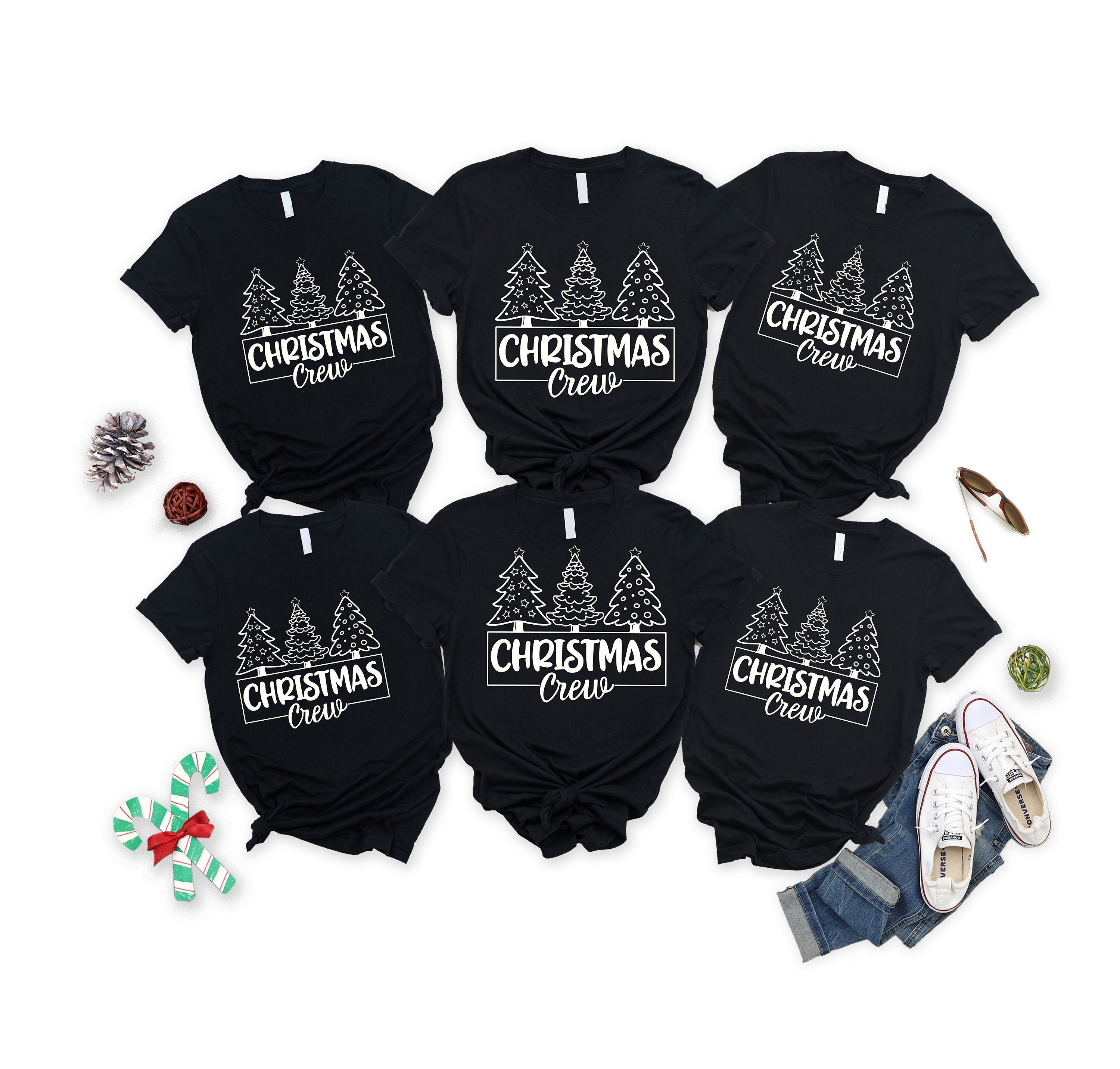 'Chirstmas Tree' Pattern Family Christmas Matching Pajamas Tops Cute Black Short Sleeve T-shirts With Dog Bandana