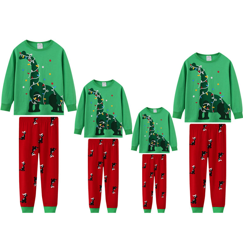 Cute Dinosaurs Print Christmas Family Pajamas Set
