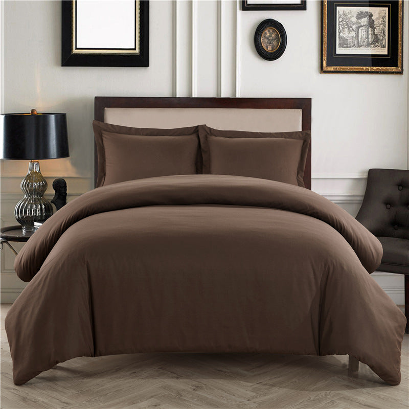 Solid Color Brushed Quilt Cover Pillowcase Three-Piece Set V0002