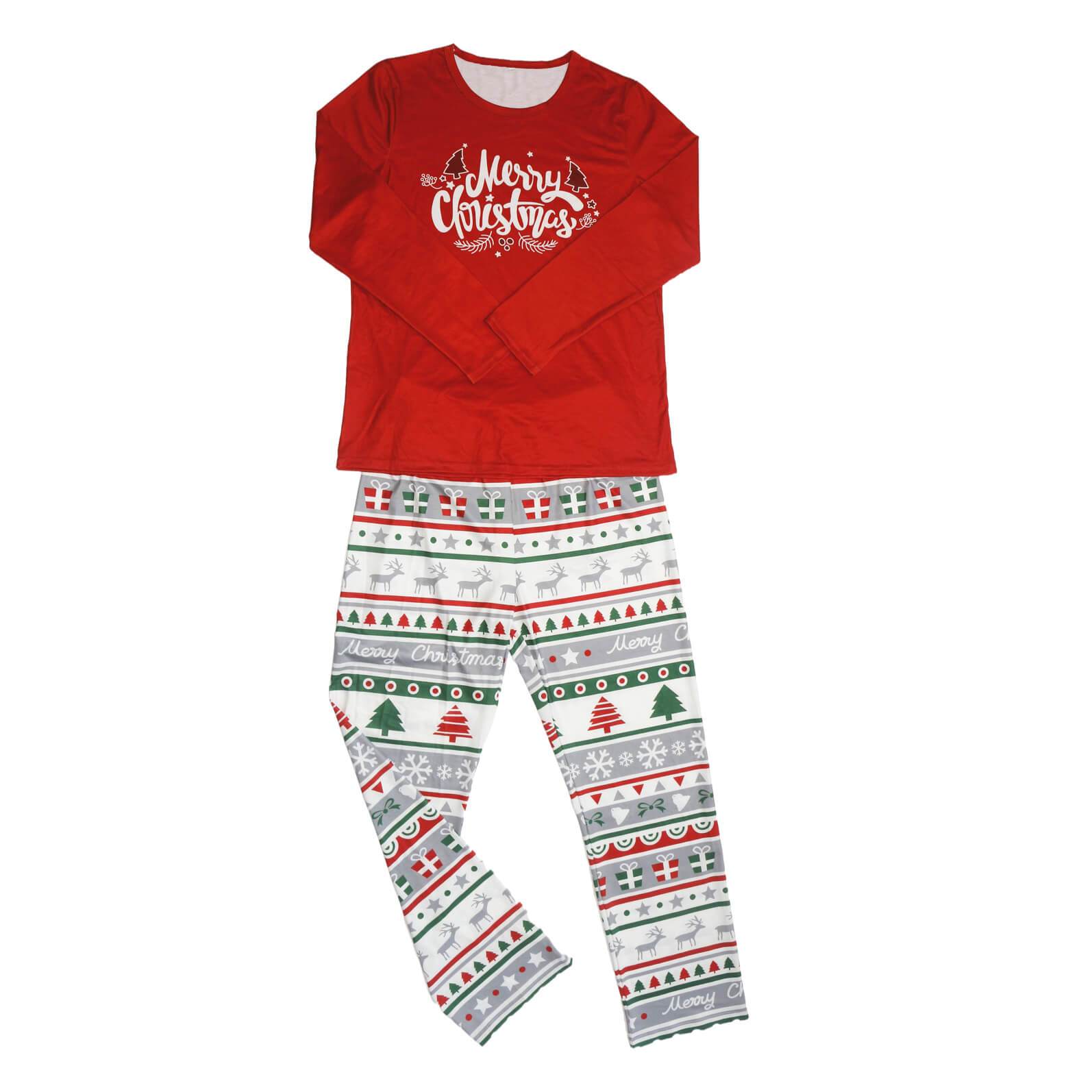 Merry Christmas Cartoon Pattern Design Family Matching Pajamas Set With Dog