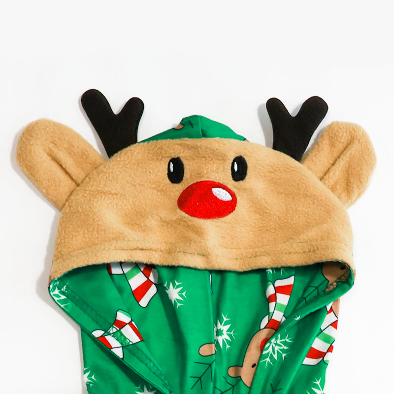 Christmas Baby Boy/Girl Allover Print Long-sleeve Hooded Jumpsuit