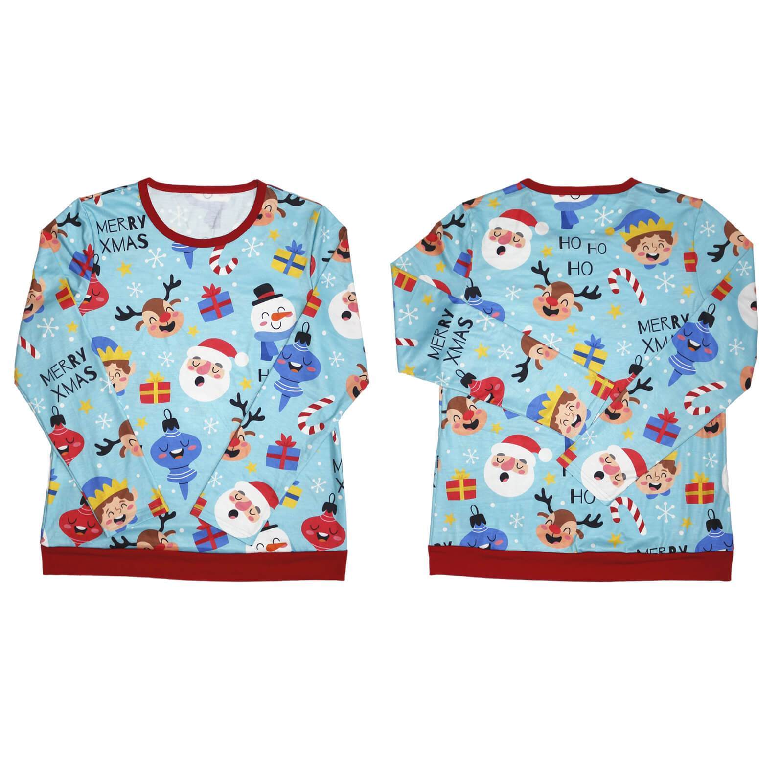 Santa and Reindeer Print Christmas Family Matching Pajamas Sets With Dog