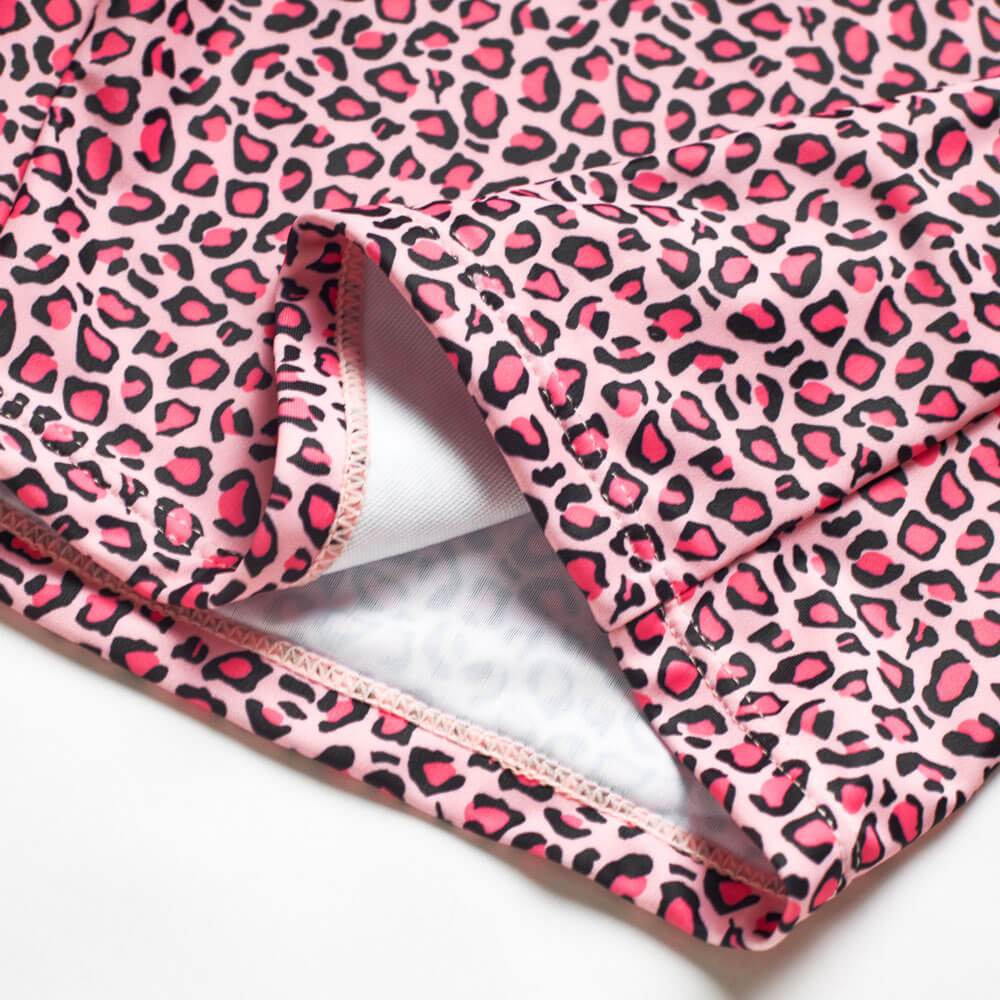 Pink Leopard Print Parent-Child Split Swimsuit