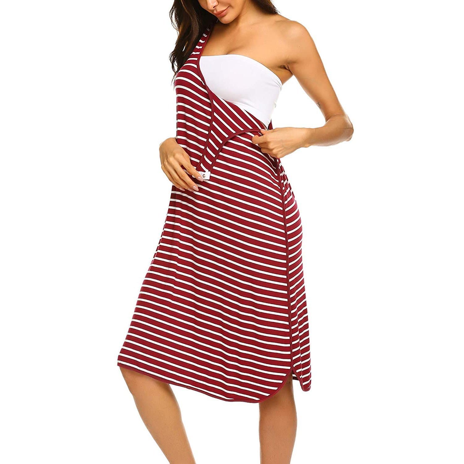 Sassy Striped Sleeveless Nursing Dress