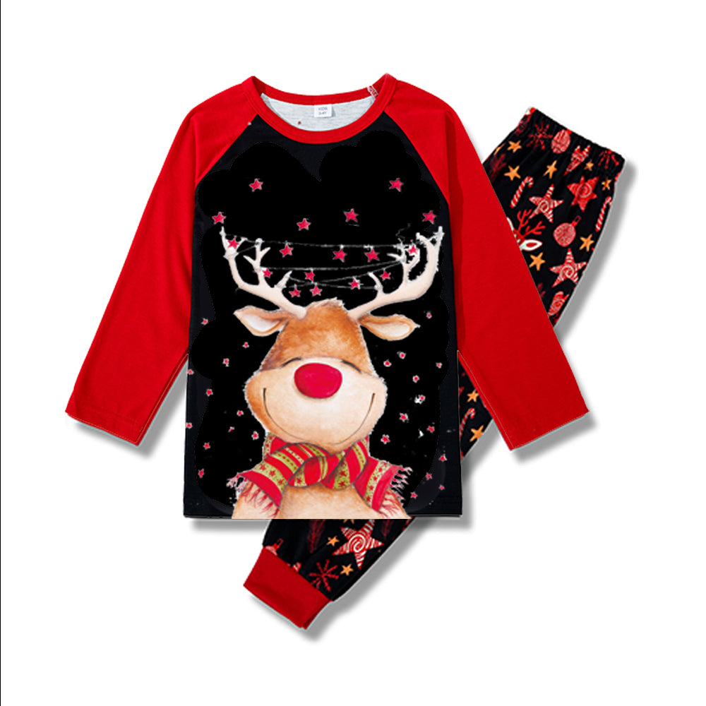 2023 Christmas Family Pajamas Christmas Deer Head Black Pajamas Set