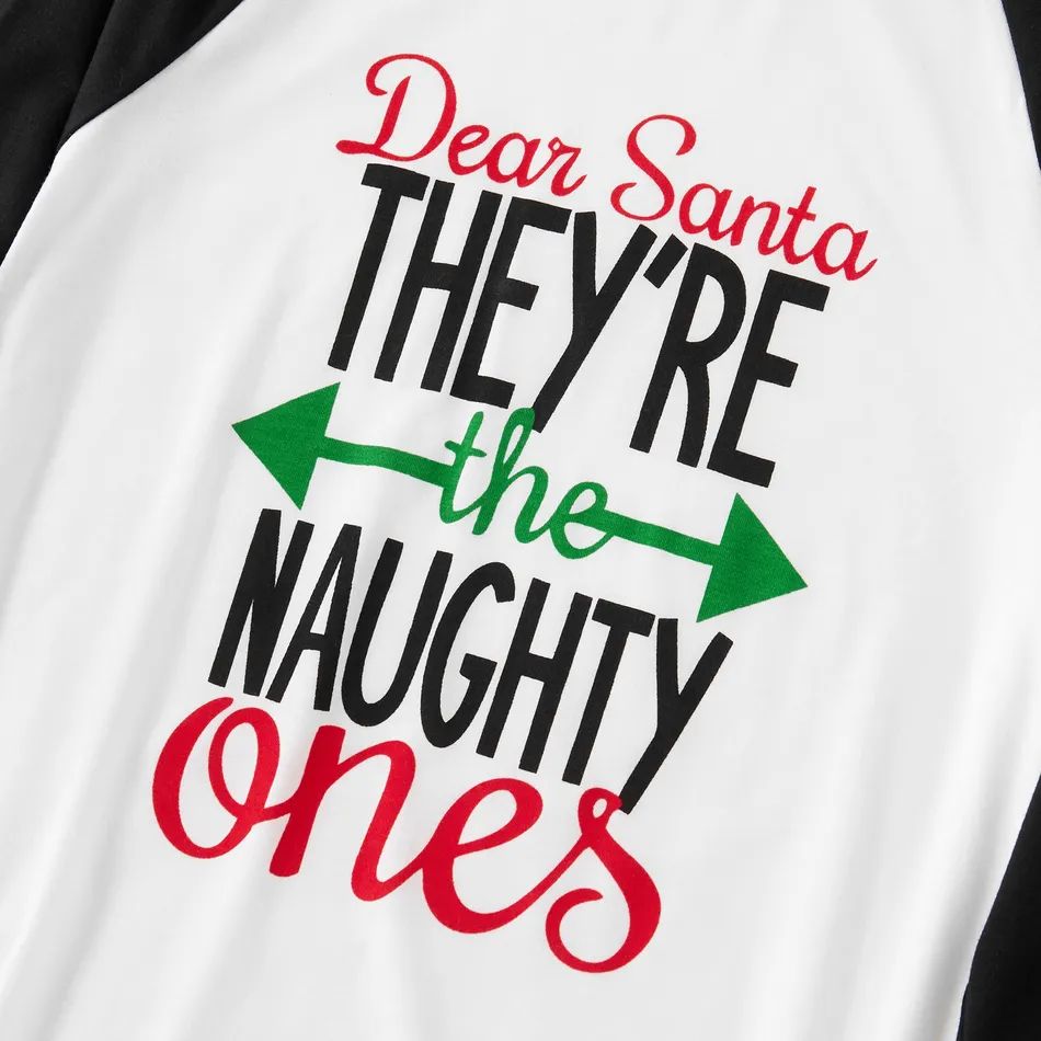 Christmas "Dear Santa They're the Naughty ones" Letter Print Top and Plaid Pants Family Matching Pajamas Sets