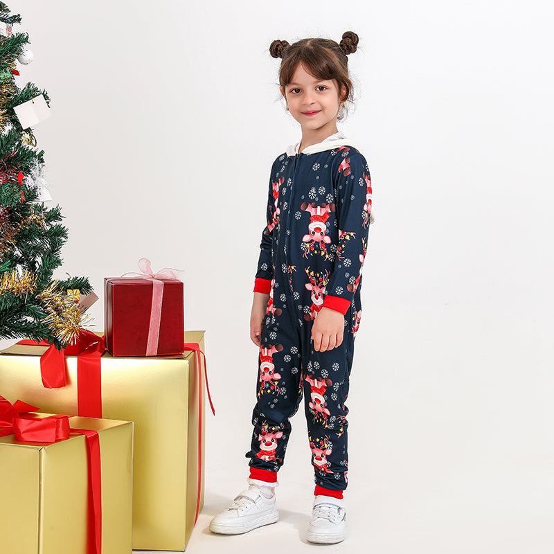 Christmas Reindeer Family Matching Hooded Onesies Pajamas