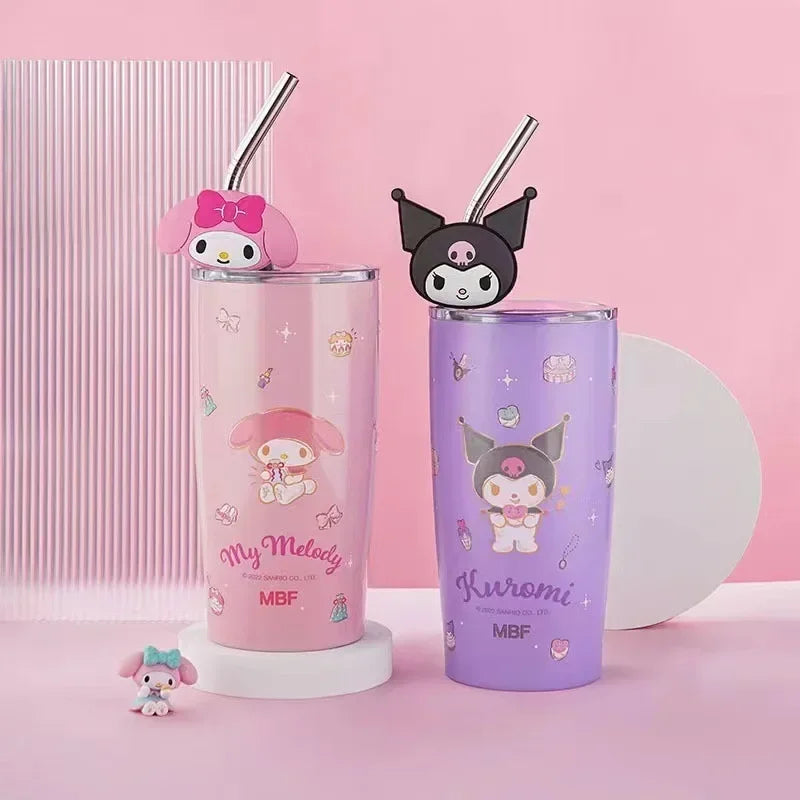 600ml Sanrio Hello Kitty Stainless Steel 316 Thermos Kawaii Water Kuromi Cinnamoroll Melody Kids Vacuum Flask  Bottle Tumbler