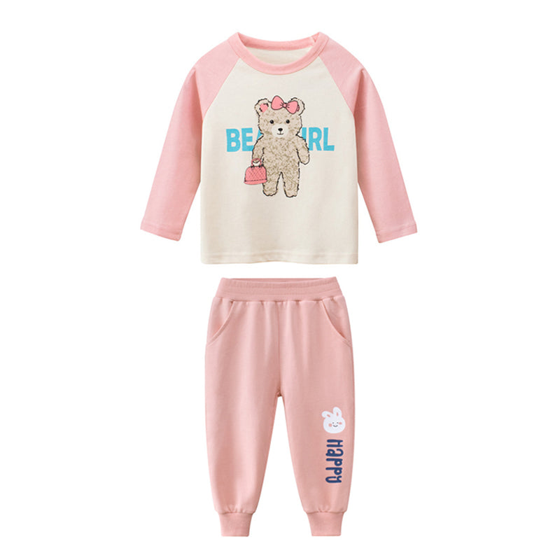 Toddler Girls Bear and Letter Print Tee and Sweatpants