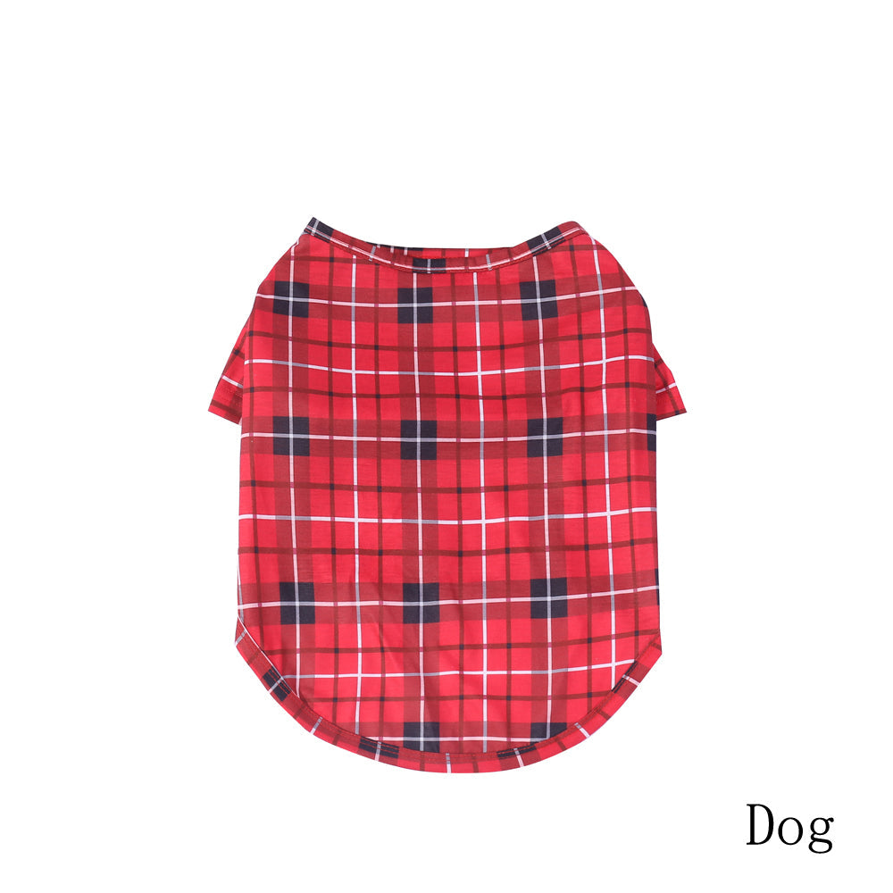 Christmas Family Matching Red Plaid Button Up Long-sleeve Pajamas Sets With Dog