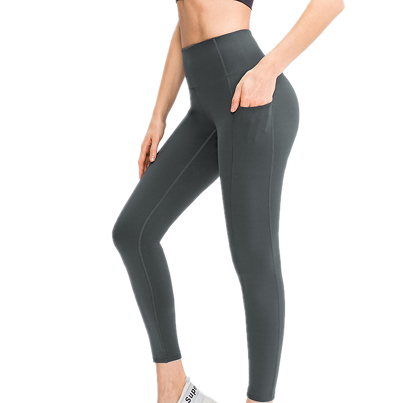 Women High Waist Hip Lift Yoga Pants with Pockets Sports Fitness Leggings 02331