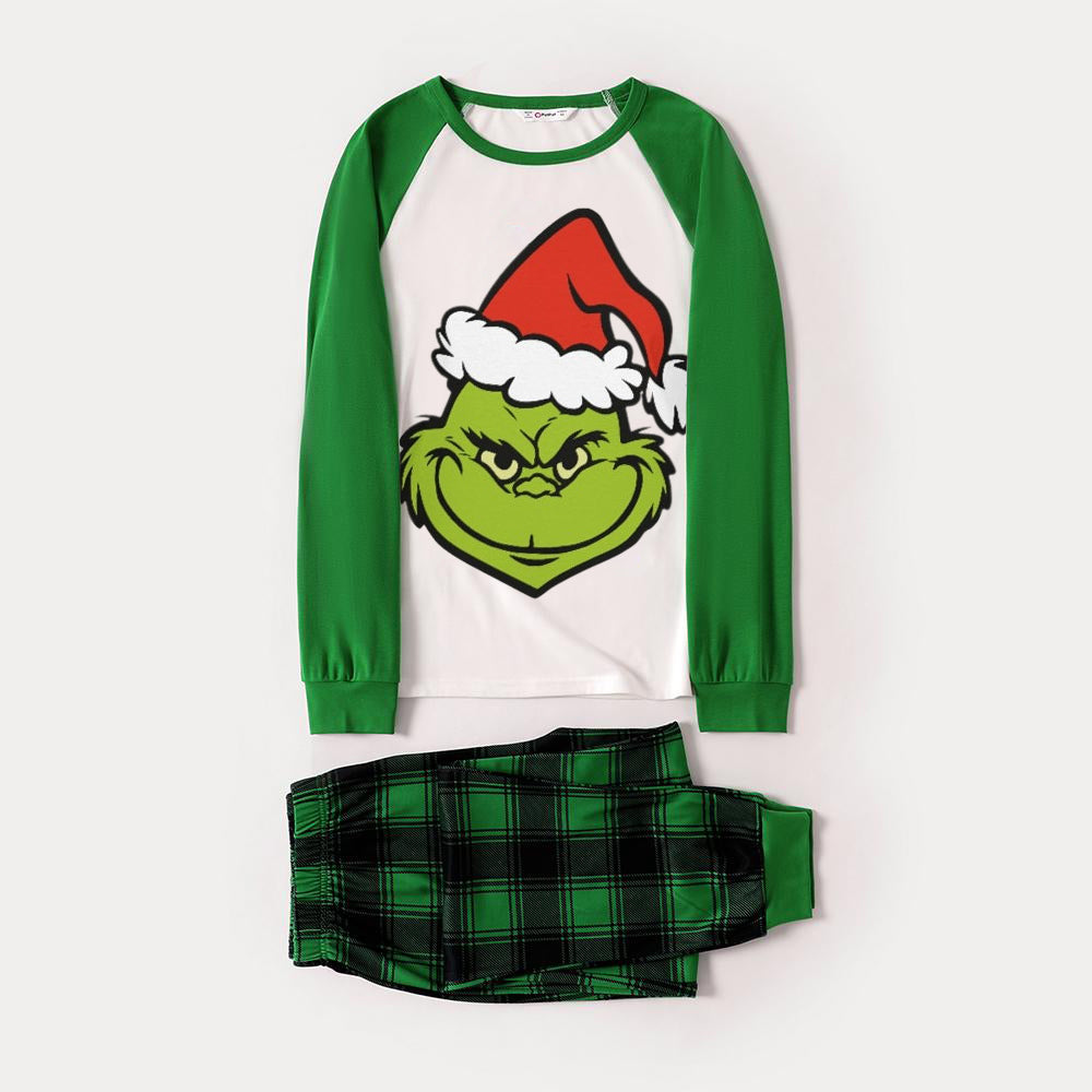 Christmas Smile Cartoon Print Family Matching Raglan Long-sleeve Pajamas Sets