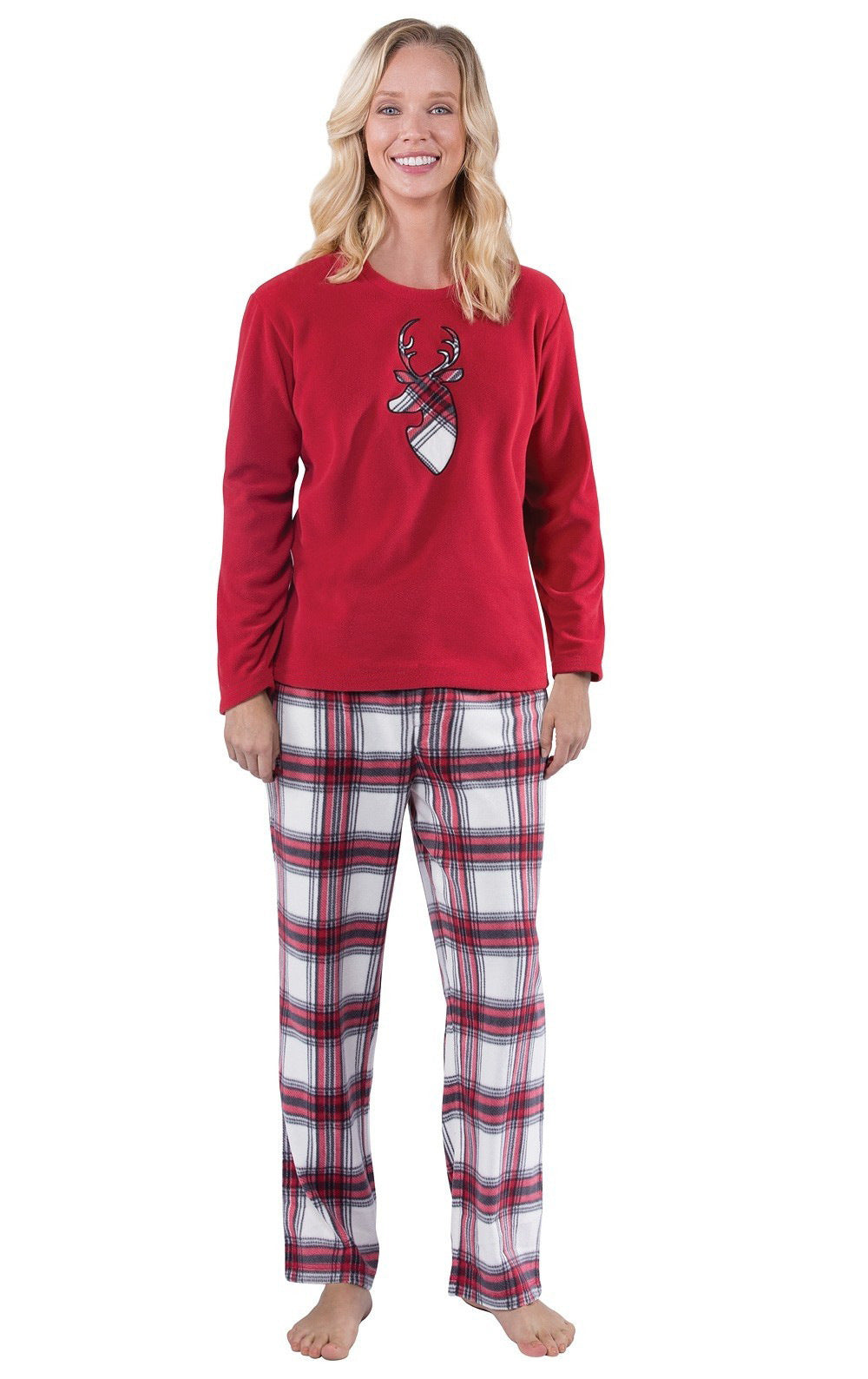 Christmas Family Pajamas Elk Crew Neck Long Sleeve Shirt Plaid Pants 201002