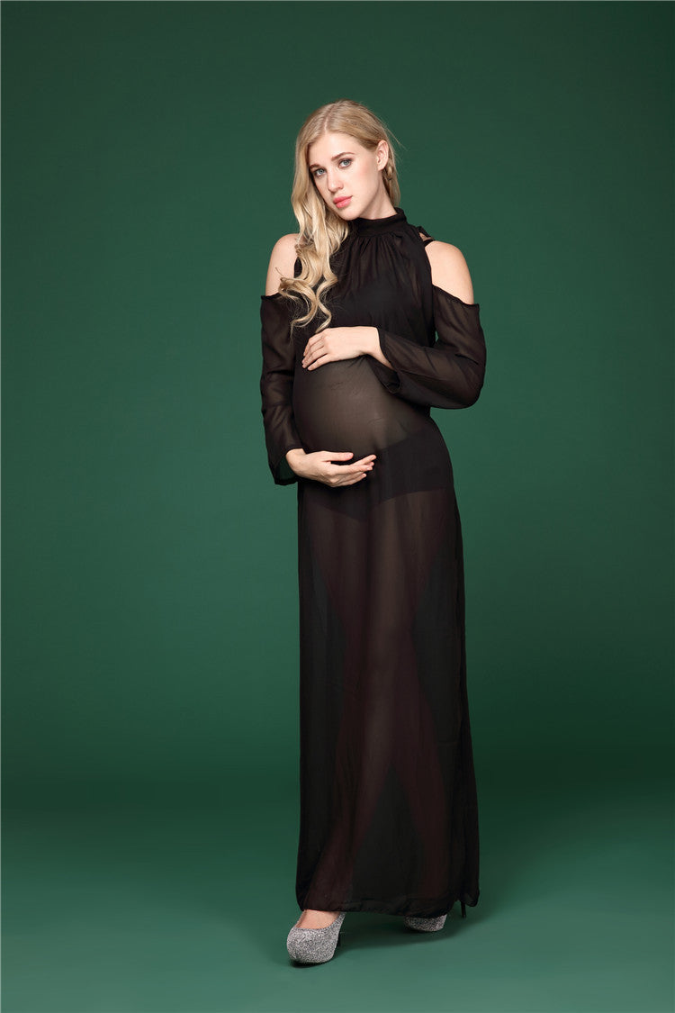 Maternity High-necked Long Gown Dress
