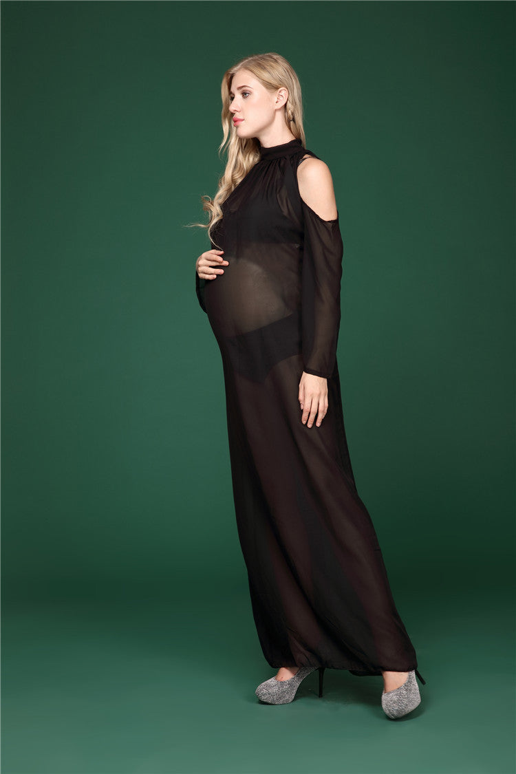 Maternity High-necked Long Gown Dress