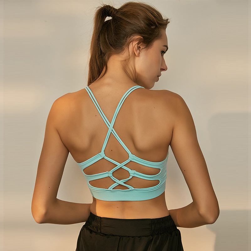 Women's Breathable Back Cross Cutout Sports Bra Underwear Yoga Vest TRT18630