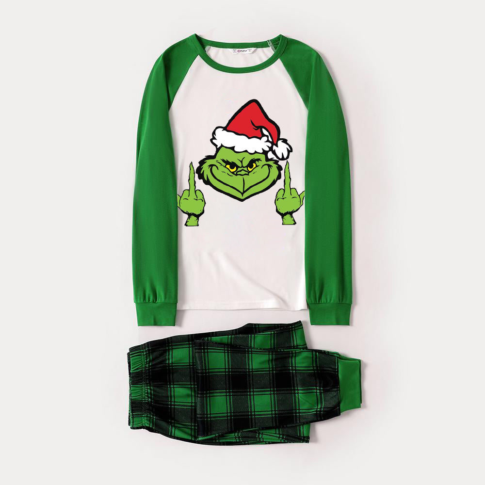 Christmas Hat Cartoon Print Family Matching Raglan Long-sleeve Pajamas Sets