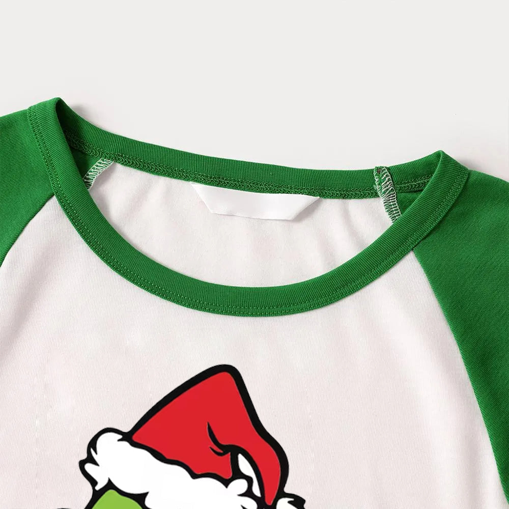 Christmas Hat Cartoon Print Family Matching Raglan Long-sleeve Pajamas Sets