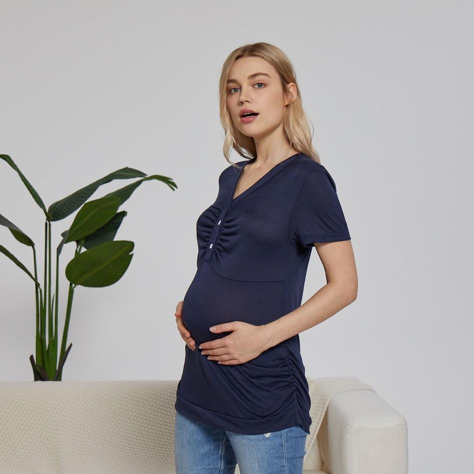 Casual Solid Short-sleeve Maternity Top