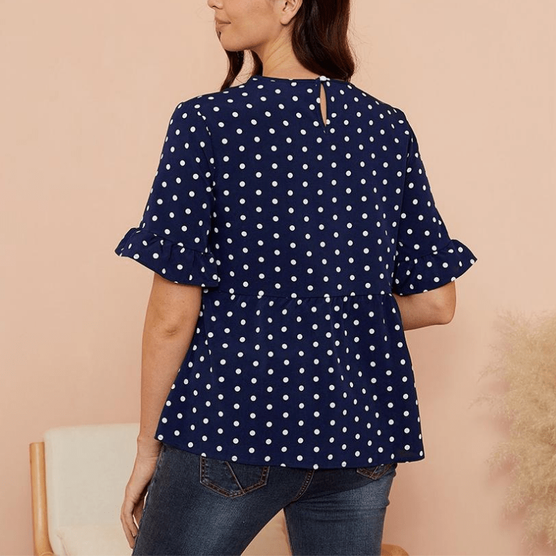 Maternity Round collar Polka dot full print Shirt