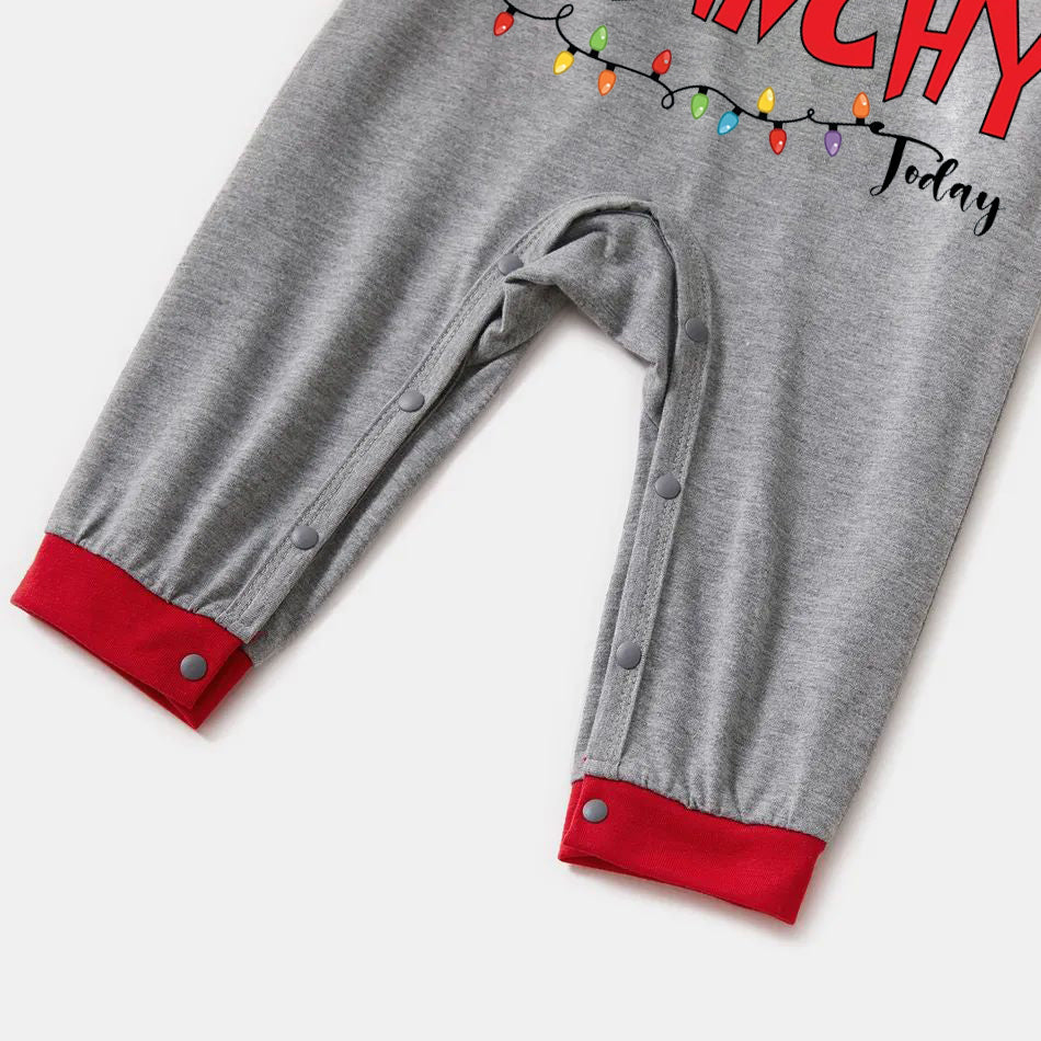 Christmas Hat Cartoon And Letter Print Family Matching Raglan Short-sleeve Top Long Pants Pajamas Sets