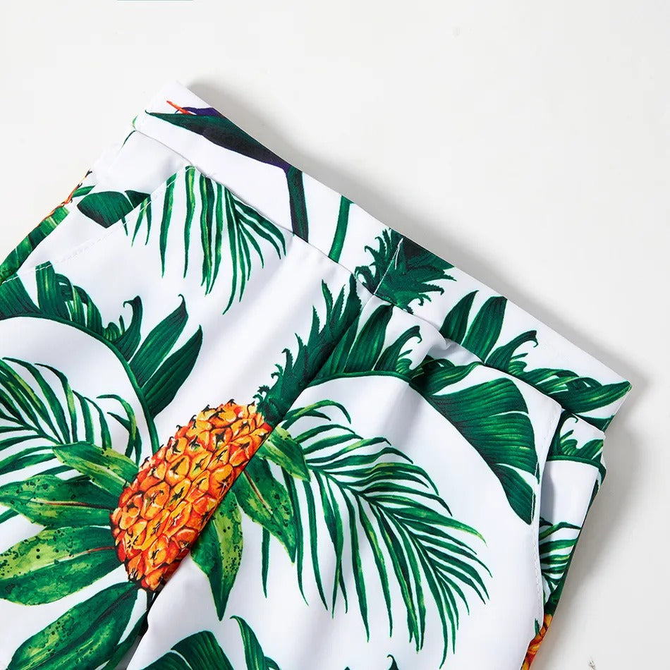 Allover Tropical Pineapple Printed Family Matching Swimwear