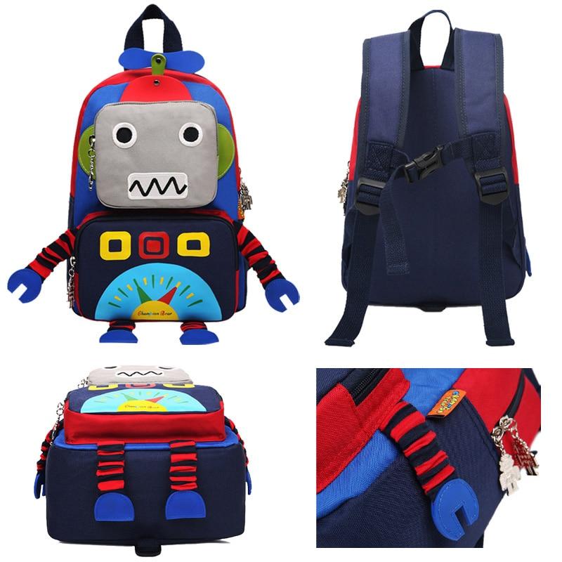 Baby Harness Backpack Toddles Anti-lost Bag Infant Robot Design Preschool Satchel Kindergarten Kids Bags Oxford Fabric
