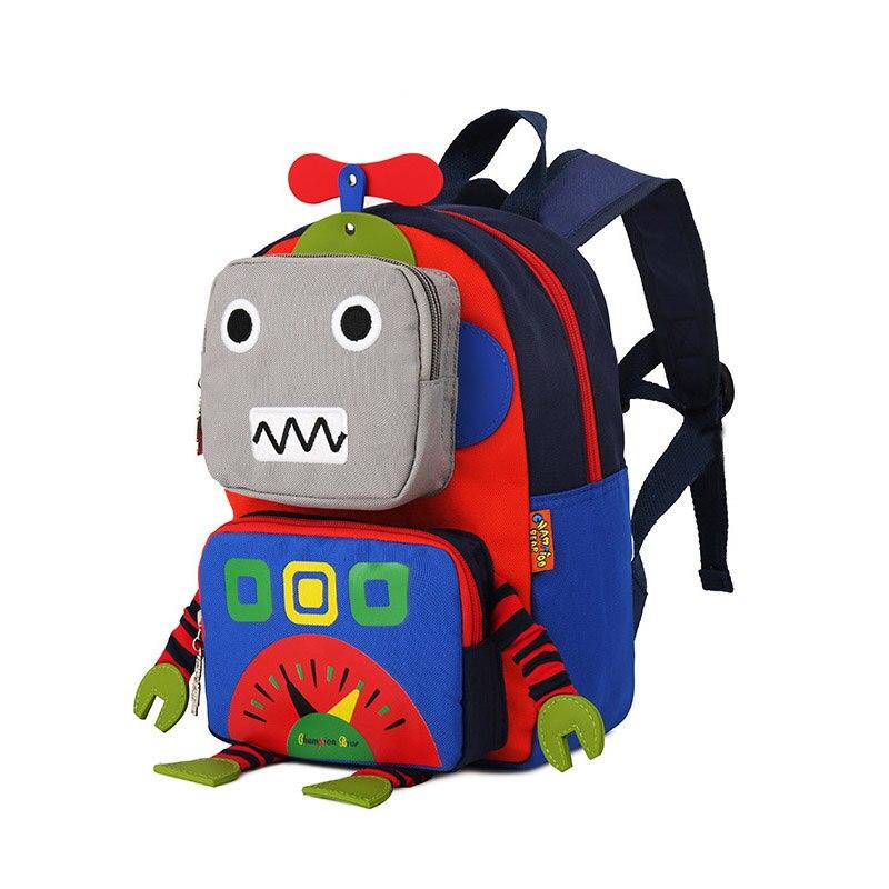 Baby Harness Backpack Toddles Anti-lost Bag Infant Robot Design Preschool Satchel Kindergarten Kids Bags Oxford Fabric