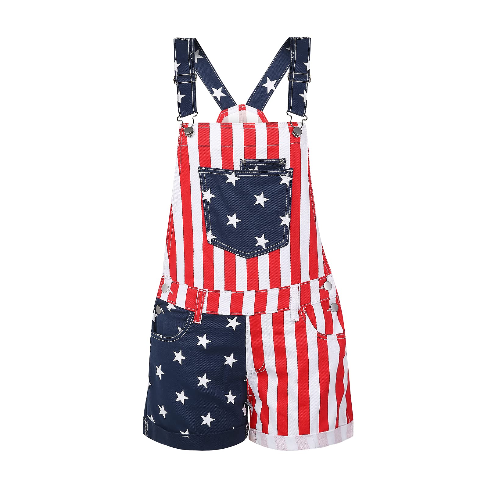 Women 4th Of July Star Print Short Overall