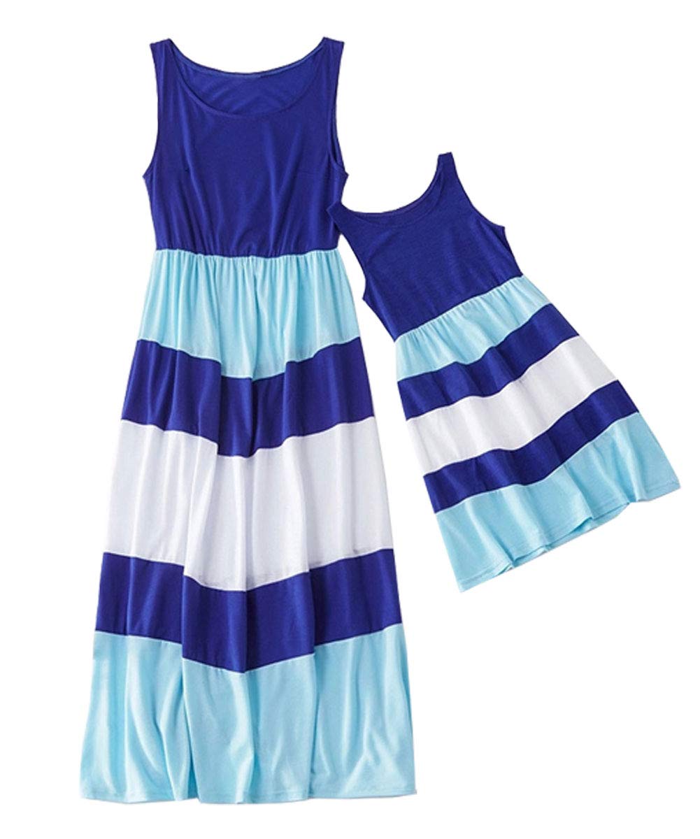 Blue Color Block Dress for Mommy and Me