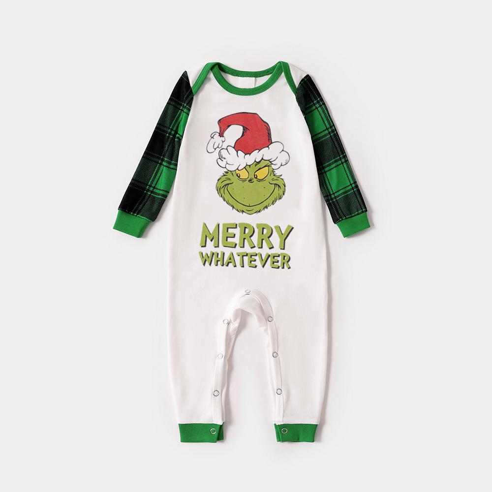 Christmas Cartoon and 'Merry Whatever' Letter Print Family Matching Raglan Long-sleeve Pajamas Sets