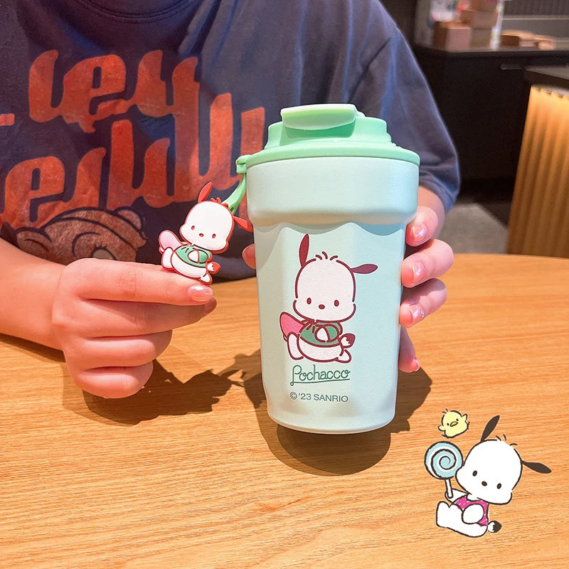 Cute Cartoon Sanrio Hello Kitty Kuromi Cinnamoroll 450Ml Thermos Cup Anime Style Insulated Cup Boy Girls Simple Coffee Cup Gift