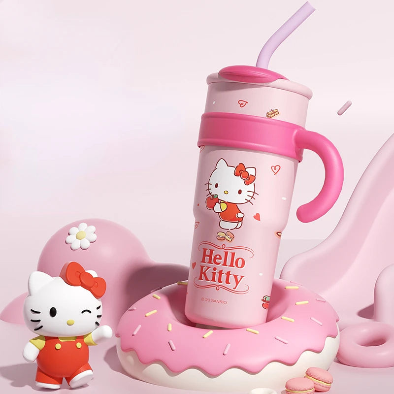 1200ML Cute HelloKittys Cinnamorolls Thermos Bottle Pochaccos Sippy Water Cup Vacuum Flask Stainless Steel High Capacity Insulated Mug