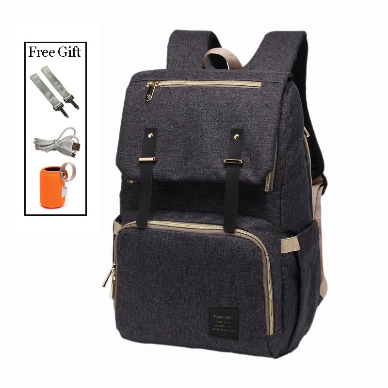 Diaper Bag USB Baby Nappy Bag Mummy Daddy Backpack Large Capacity Waterproof Casual Laptop Bag Rechargeable Holder for Bottle
