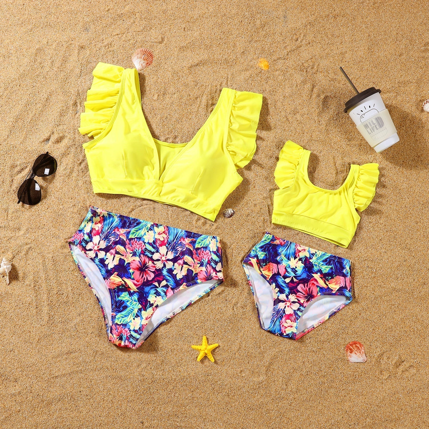 Summer Tropical Plant Print Matching Family Swimsuits