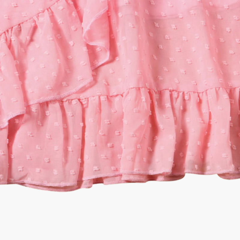 All Over Polka Dots Brick Pink Ruffle-sleeve Dress for Mom and Me