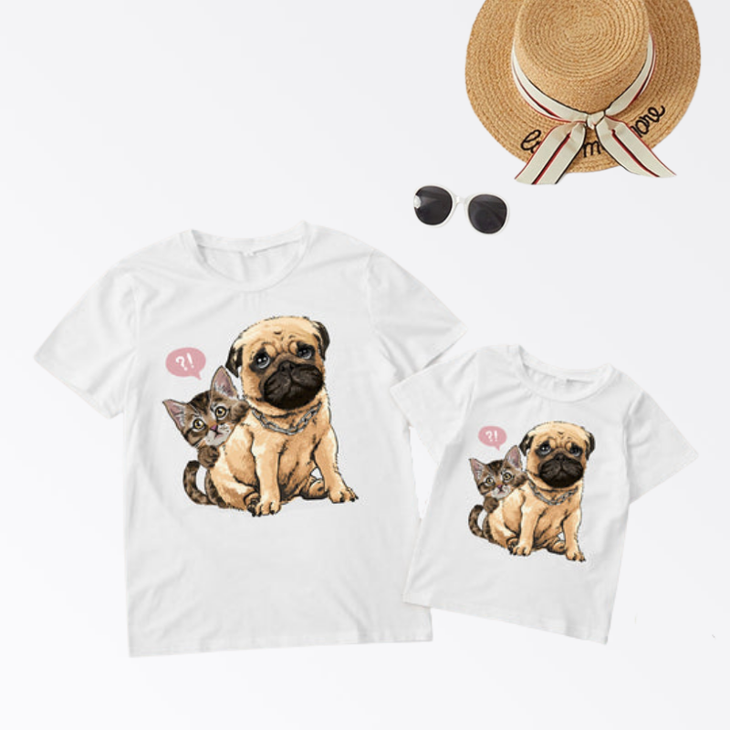 Mommy and Me Short Sleeve Dog Print T-Shirt