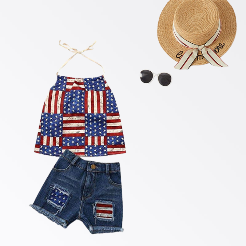 Mom and Me 4th of July Star Print Denim Shorts
