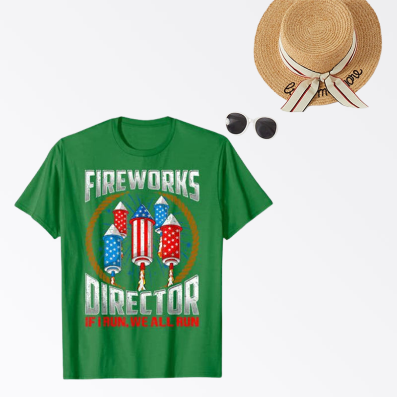 4th of July Women/Men Fireworks Director Printed Short Sleeve T-Shirt L8388-A33-