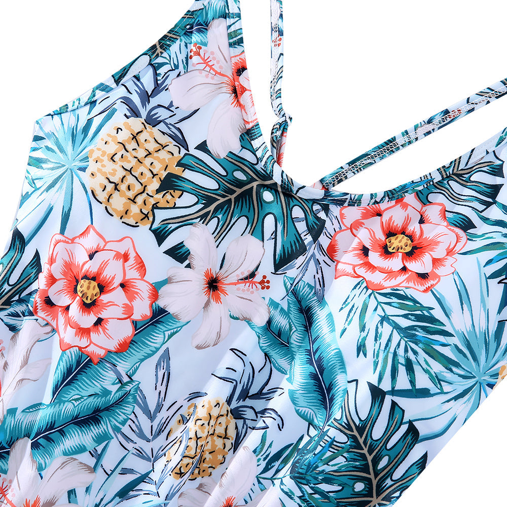 Family Matching Swimsuit Allover Floral Print One-piece Swimsuit