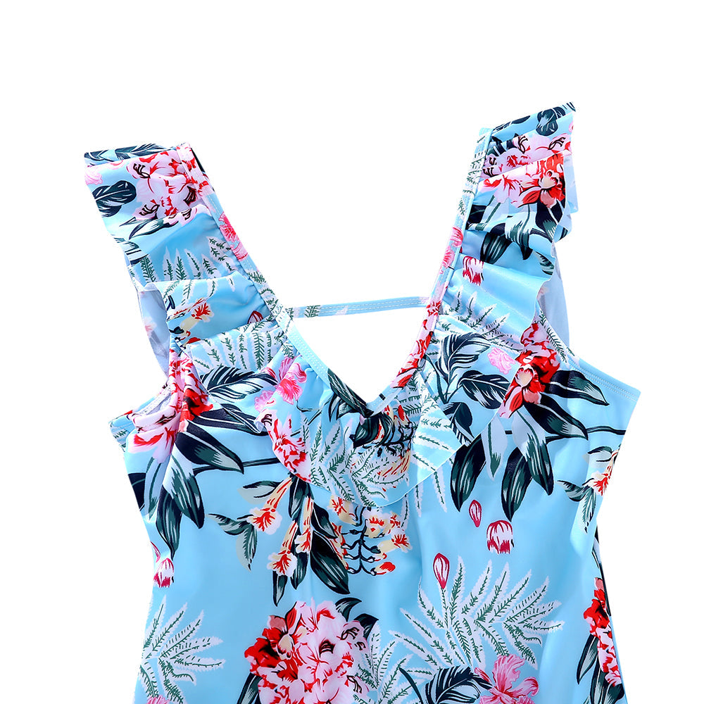 Family Matching Swimsuit Floral Print One-piece Swimsuit